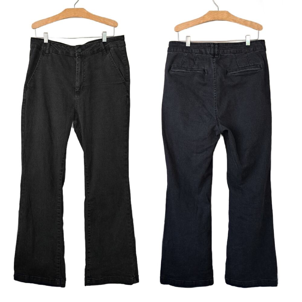 OAT New York Black Flare High Waist Trouser Jeans Size 10/30